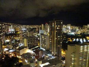 Skyline Nacht Ausblick Hobron Honolulu Waikiki Oahu Hawaii