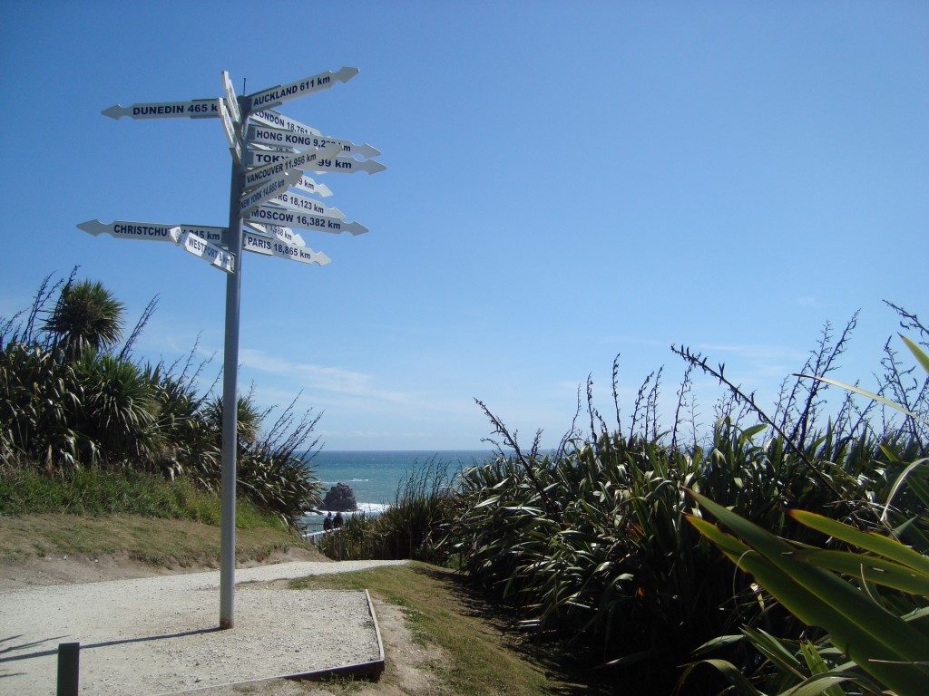 Cape Foulwind Wegweiser Westport Südinsel Neuseeland