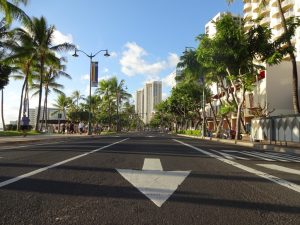 Kalakaua Avenue Waikiki Beach Straße Honolulu Oahu Hawaii