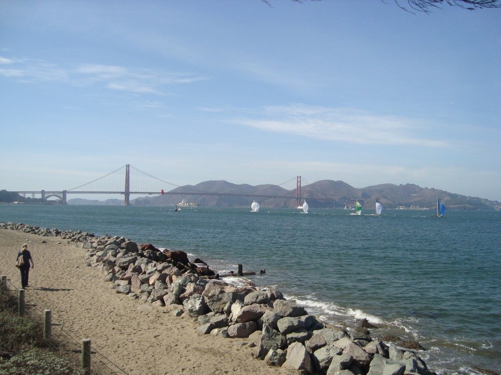 San Francisco Presidio Strand Blick Golden Gate Bridge