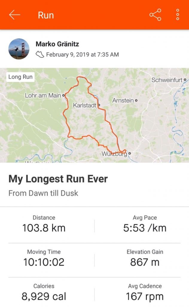 längster langer Lauf Würzburg Strava