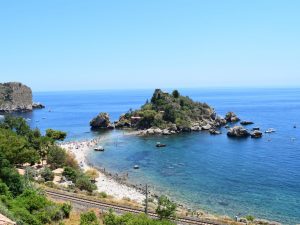 Isola Bella Strand Taormina Sizilien Italien