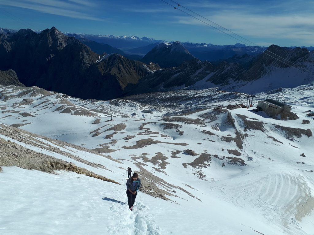 Schnee Schlussanstieg Zugspitze Alpen