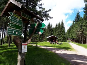 Pause Rennsteig Katze im Rucksack