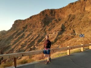 Bergwand Artenara Tejeda Abendsonne Gran Canaria Kanaren Spanien