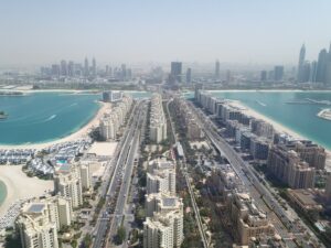 Dubai View Palm Blick Aussicht Stadt hinten