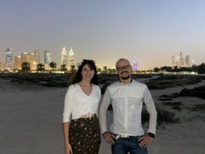 Dubai Strand Abend Blick Stadt