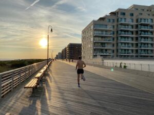 Jogging Boardwalk Long Beach New York